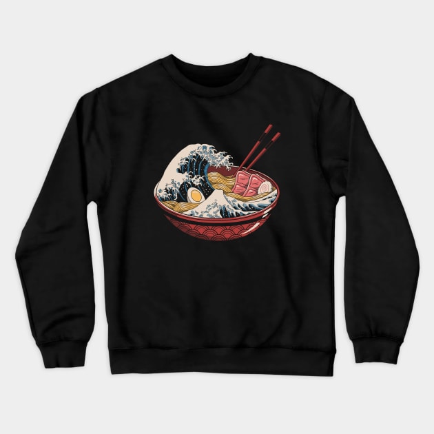 Great Ramen Wave Crewneck Sweatshirt by Vincent Trinidad Art